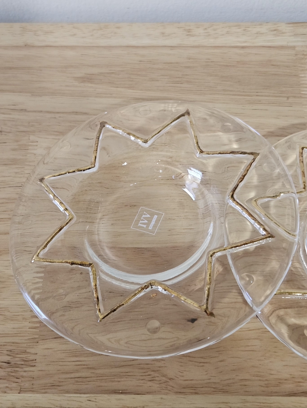 Pair of Italian Glass and Gold Candle Holders